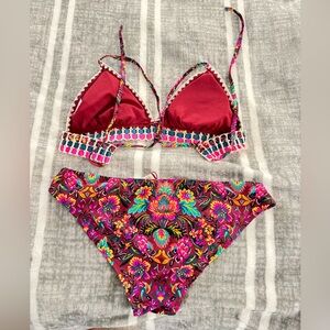 Xhilaration Burgundy Floral Bikini Set